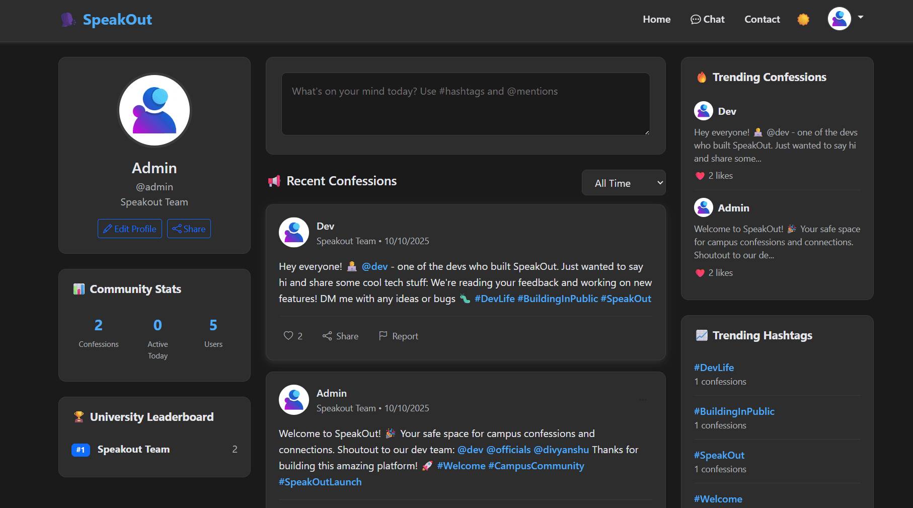 College Confessions Platform